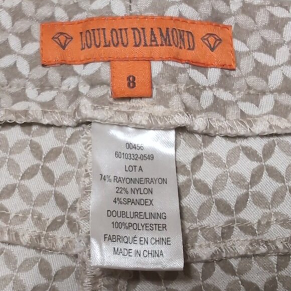3/$20 LouLou Diamond Straight Leg Pants Stretch Patterned Textured Neutral - Picture 7 of 8